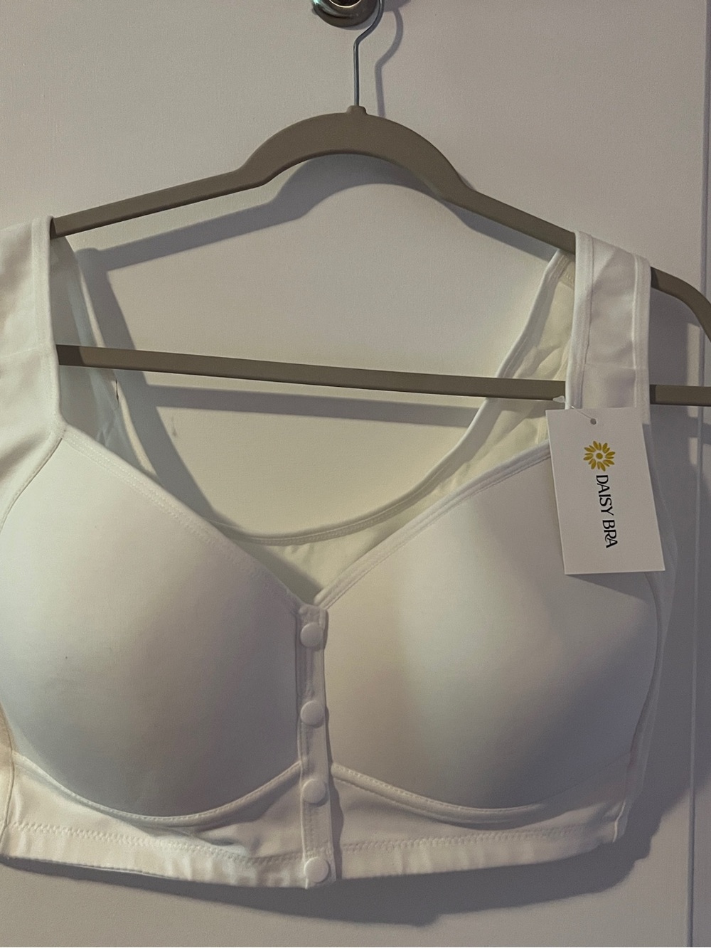Daisy Bra White Front-Button Comfort Bra with Wide Straps